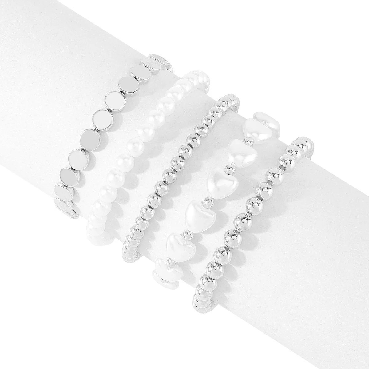 5 pcs faux pearl beaded chain bracelet - Image 4
