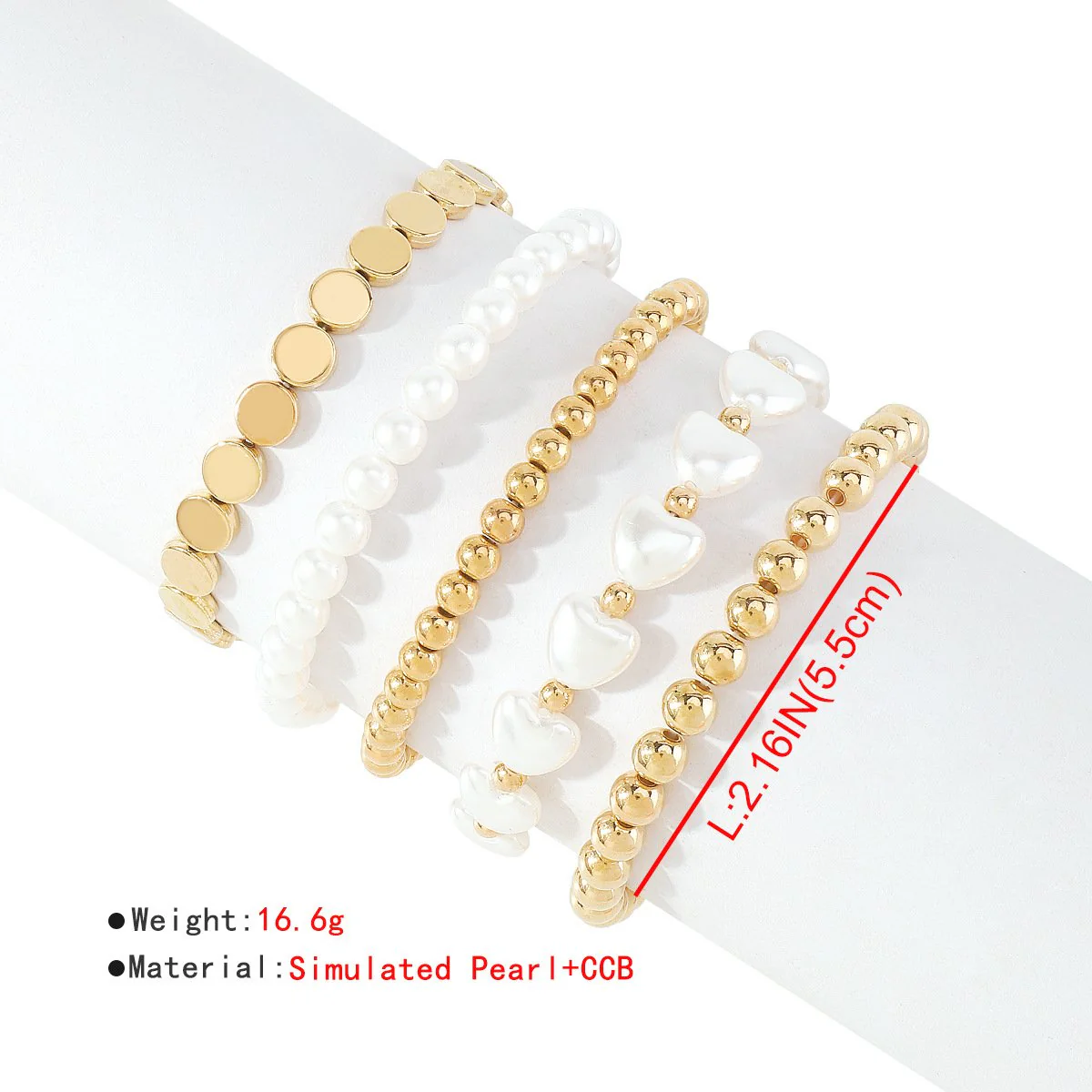 5 pcs faux pearl beaded chain bracelet - Image 5