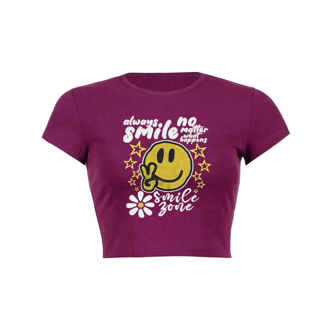 Always smile no matter what happens floral graphic print Baby Tee - Image 3