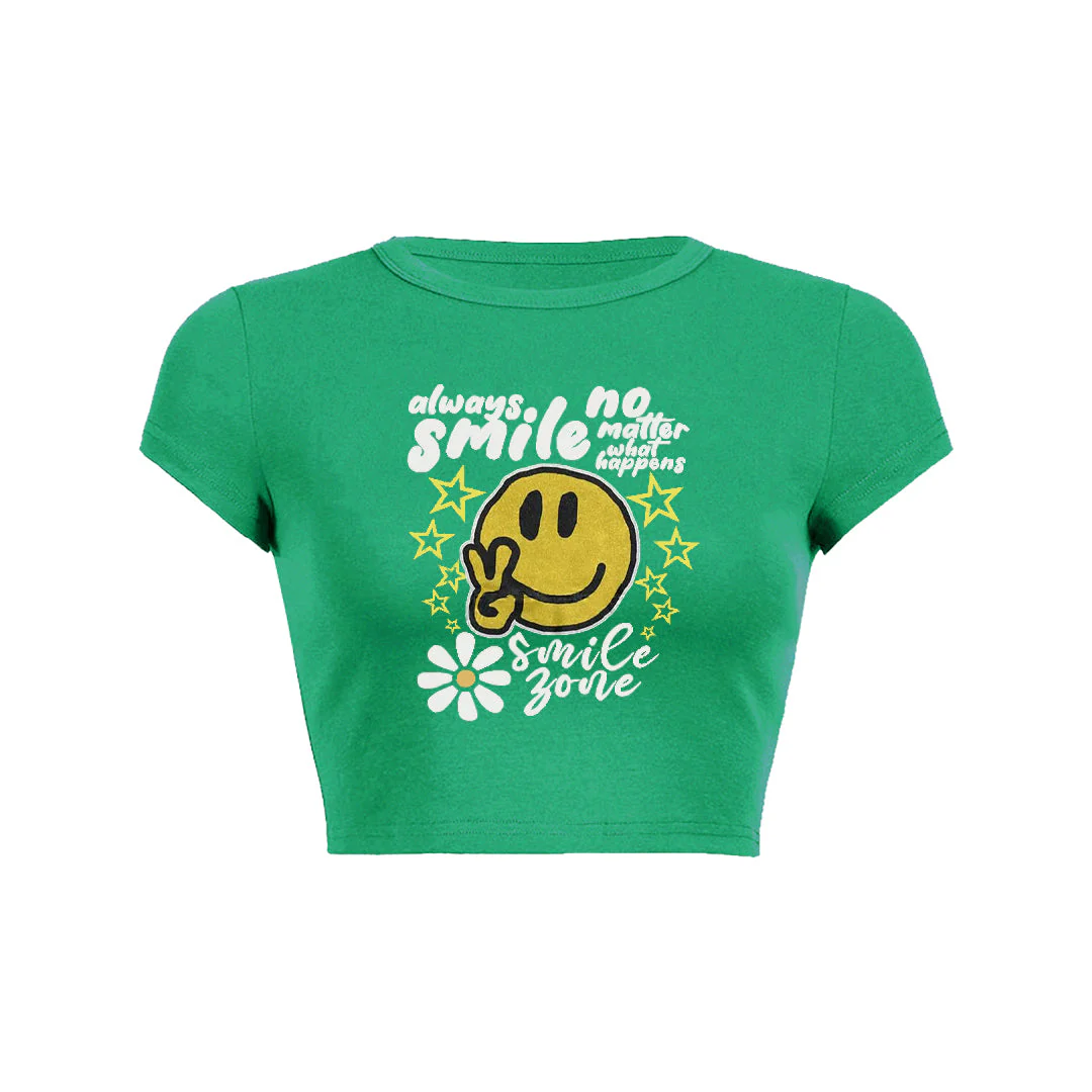 Always smile no matter what happens floral graphic print Baby Tee - Image 5