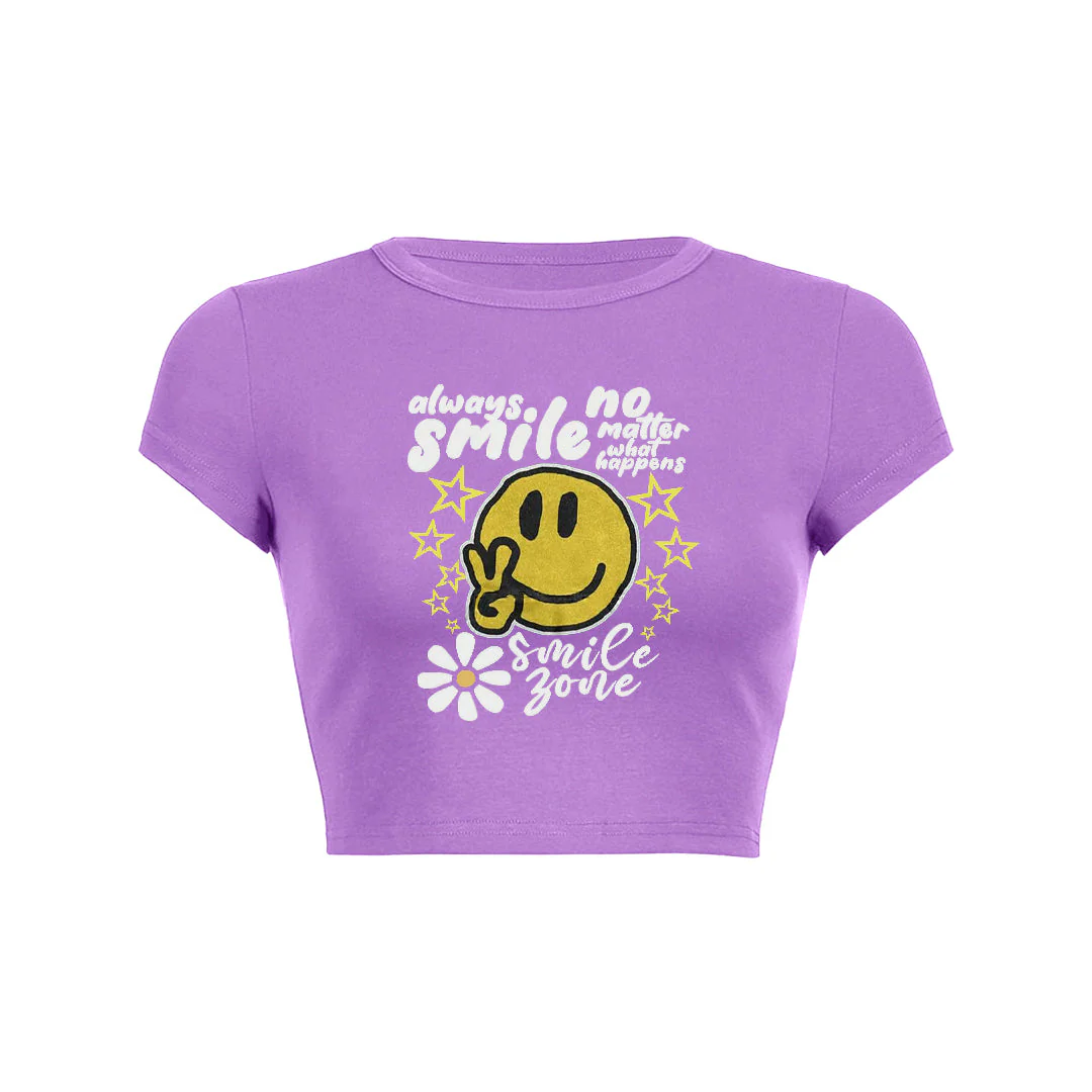 Always smile no matter what happens floral graphic print Baby Tee - Image 6