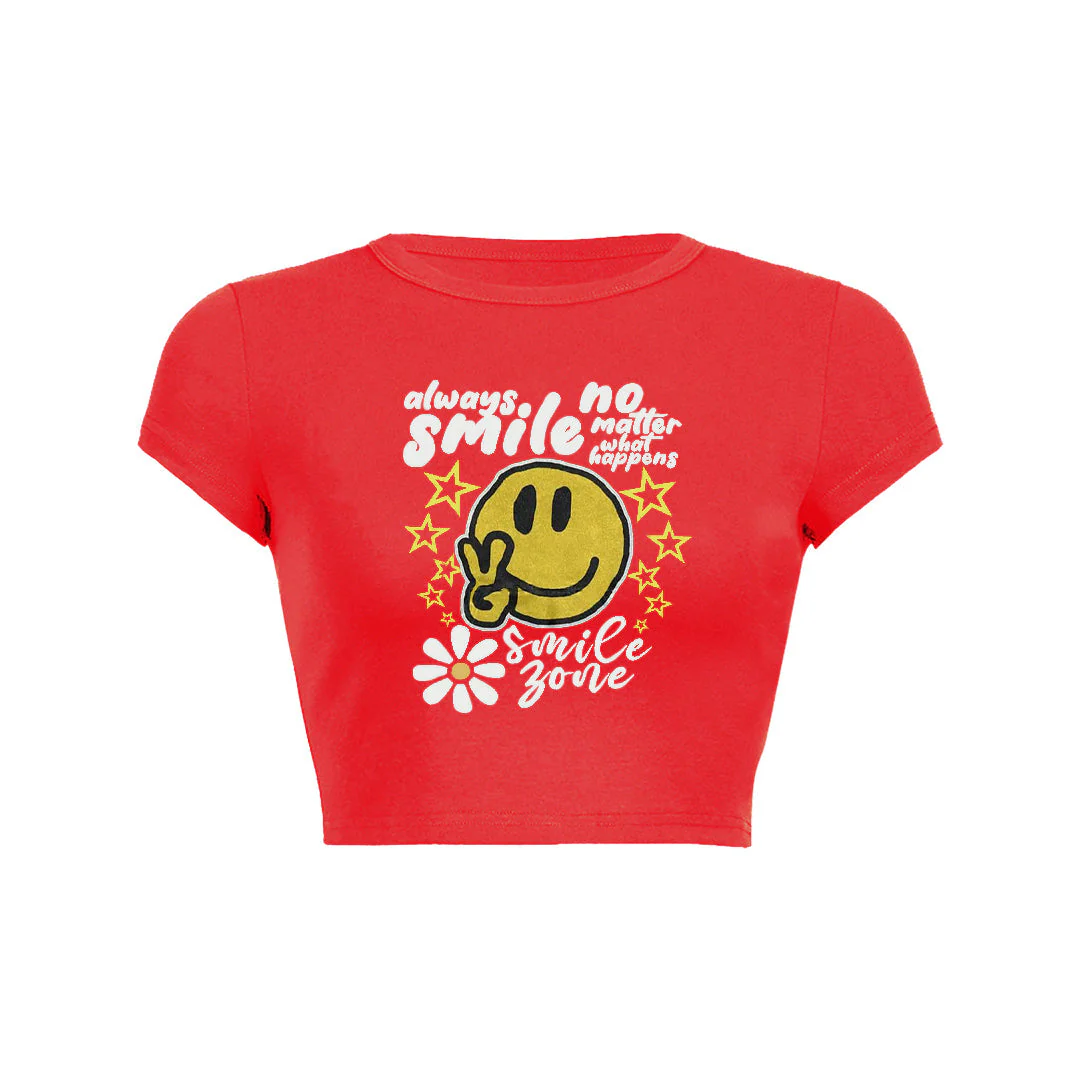 Always smile no matter what happens floral graphic print Baby Tee - Image 7