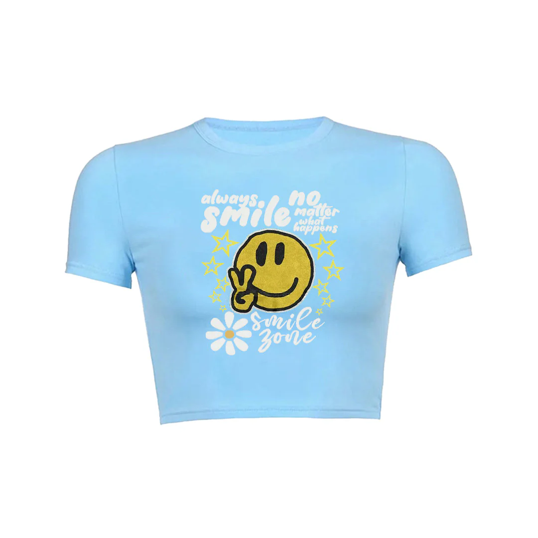 Always smile no matter what happens floral graphic print Baby Tee - Image 8