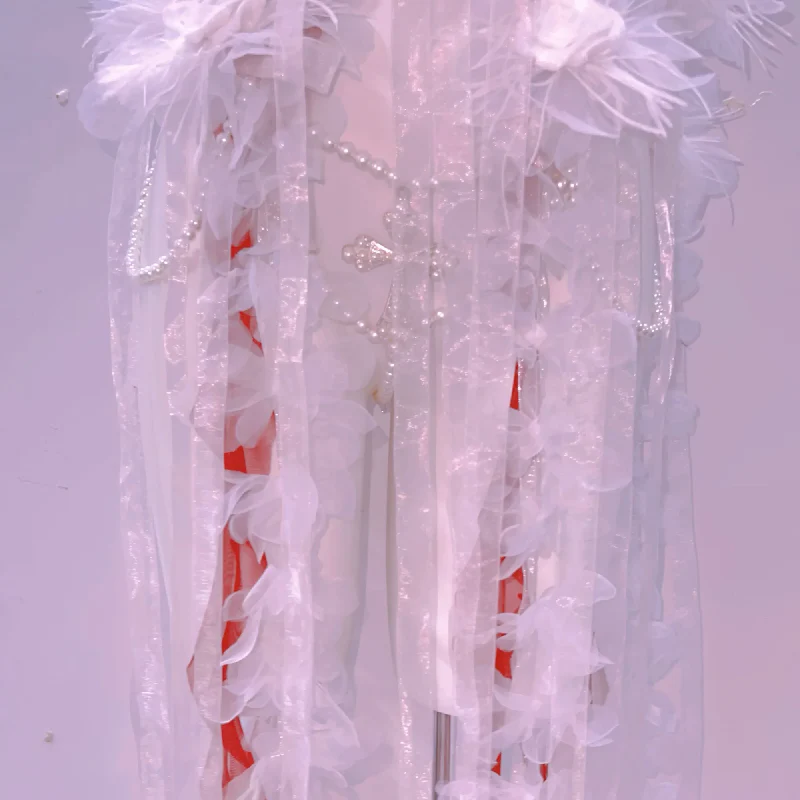 Beaded flower applique slit tube midi dress - Image 4