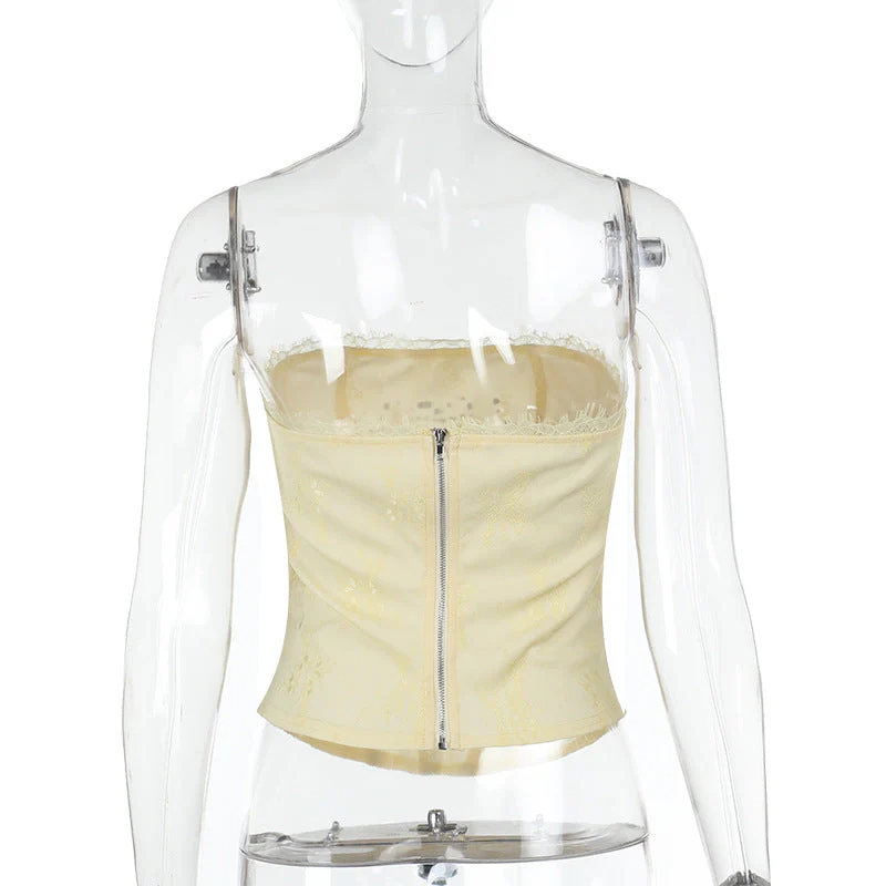 Beaded sweetheart pattern hollow out bustier tube top - Image 4