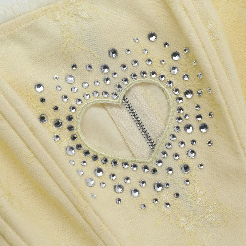 Beaded sweetheart pattern hollow out bustier tube top - Image 6
