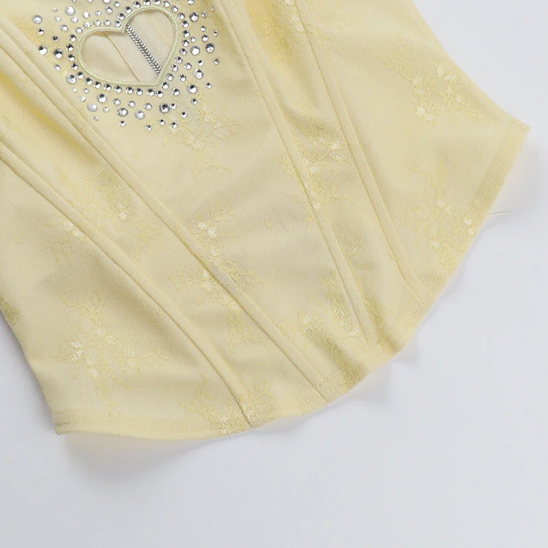 Beaded sweetheart pattern hollow out bustier tube top - Image 7