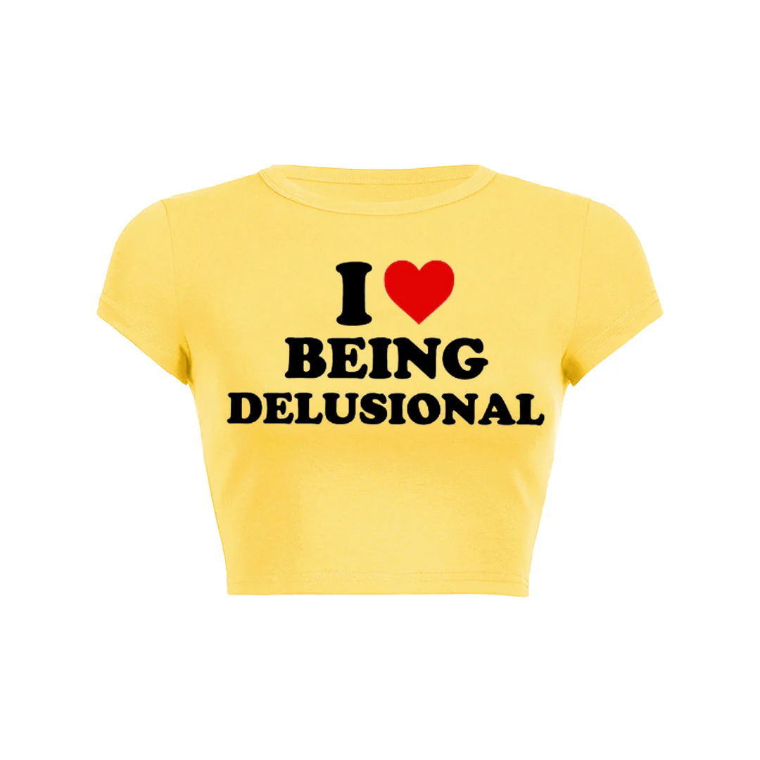 Being Delusional Y2K Baby Tee - Image 6