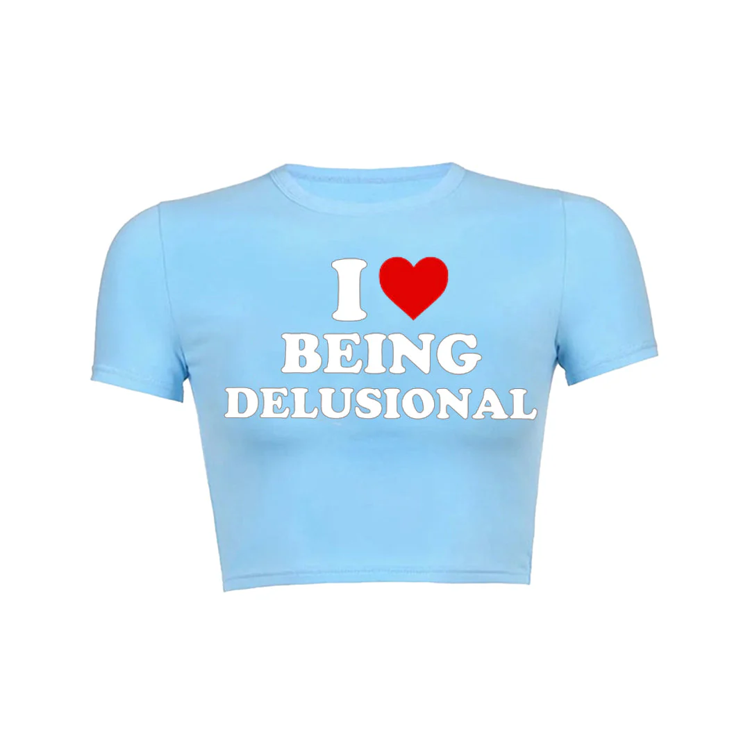 Being Delusional Y2K Baby Tee - Image 7