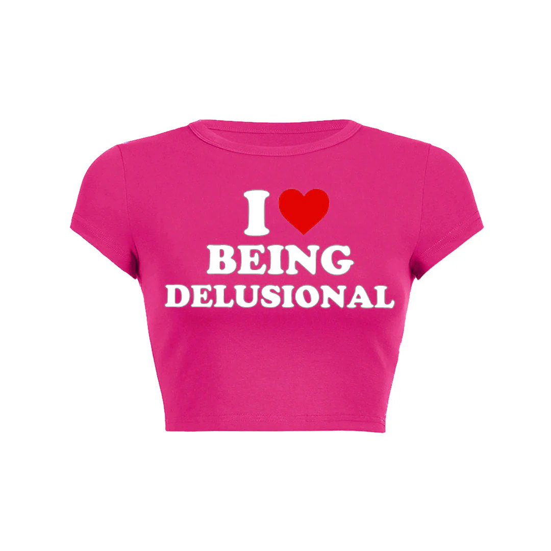 Being Delusional Y2K Baby Tee - Image 8