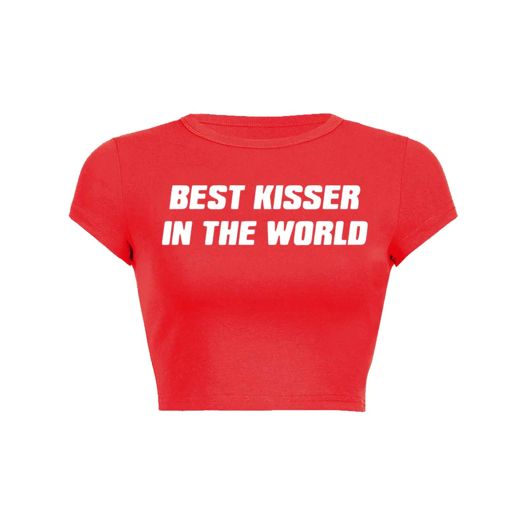 Best Kisser In The World Y2K Baby Tee Crop Top - Image 15