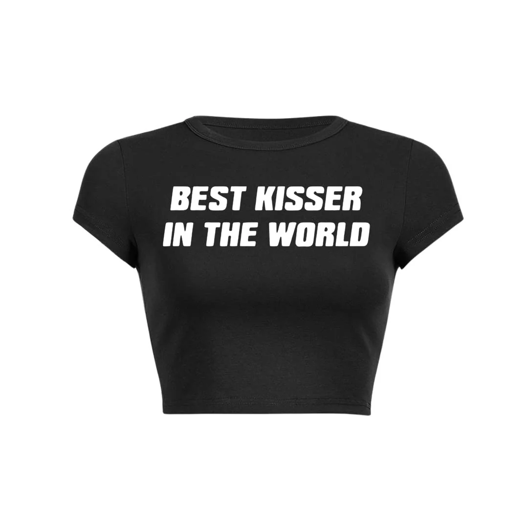 Best Kisser In The World Y2K Baby Tee Crop Top - Image 23