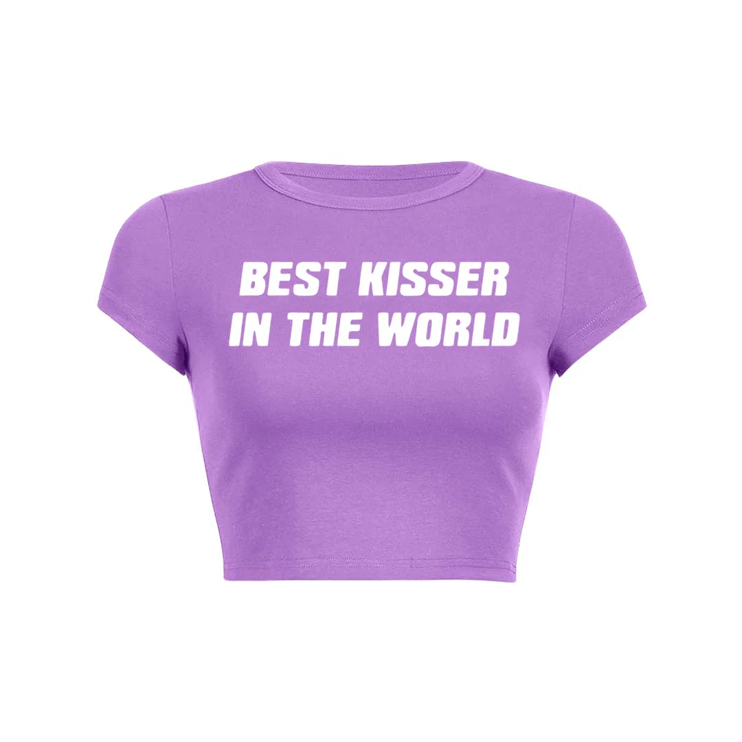 Best Kisser In The World Y2K Baby Tee Crop Top - Image 5