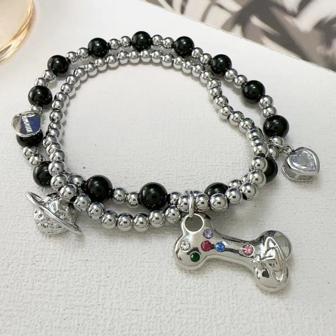 Bone heart beaded bracelet - Image 4