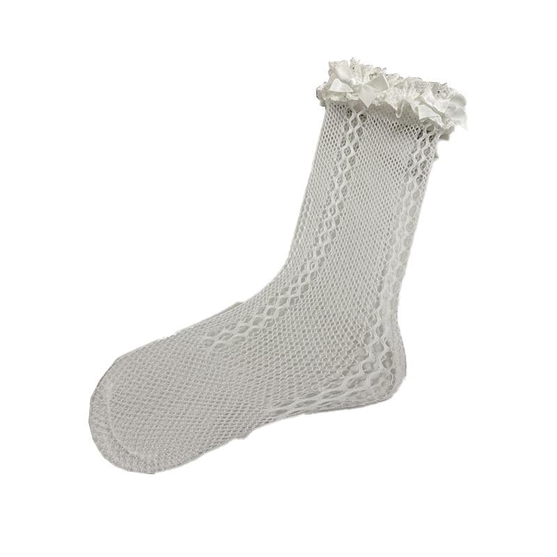Bowknot lace hem side hollow out socks - Image 2