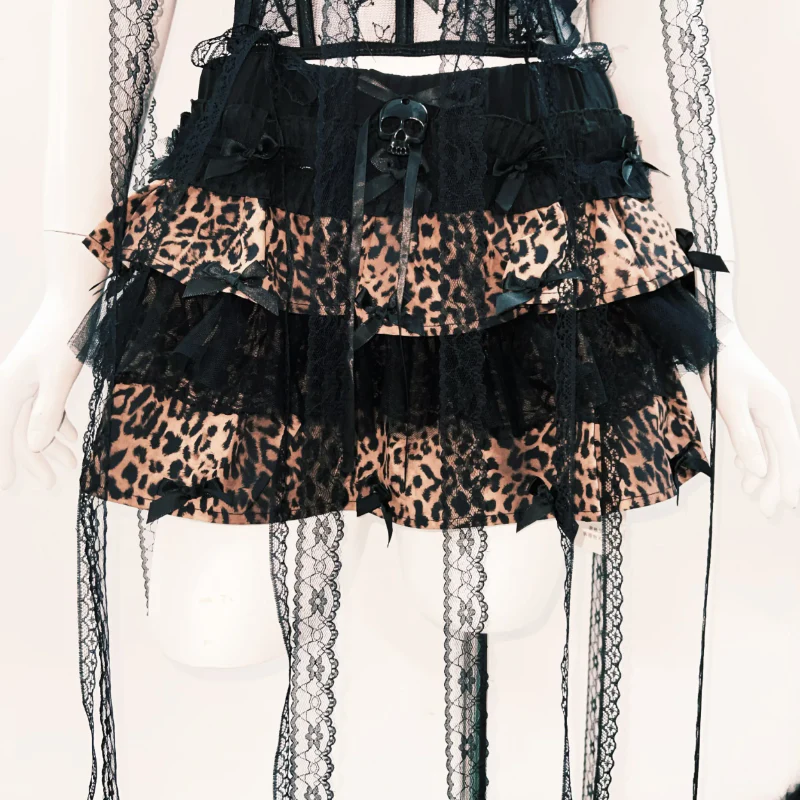 Bowknot leopard print long sleeve fluffy ruffle top - Image 4