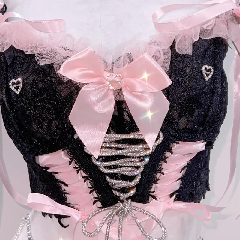 Bowknot ribbon self tie v neck cami top - Image 3