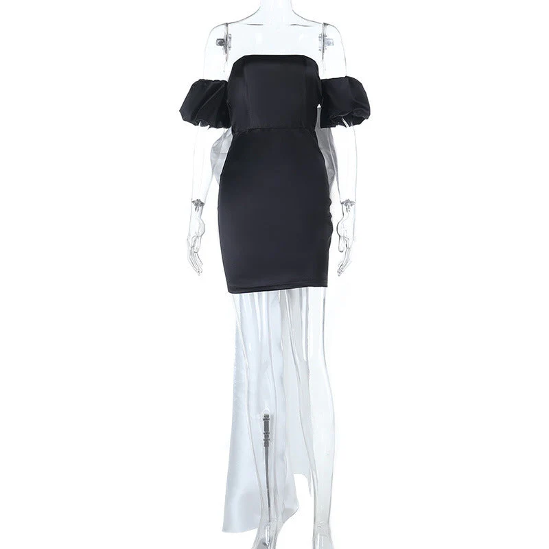Bowknot ruched off shoulder tube mini dress - Image 2
