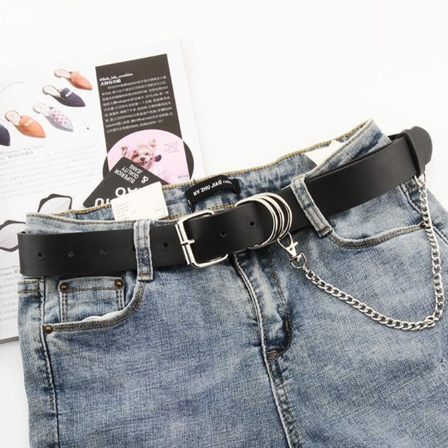 Buckle metal chain PU leather belt - Image 2