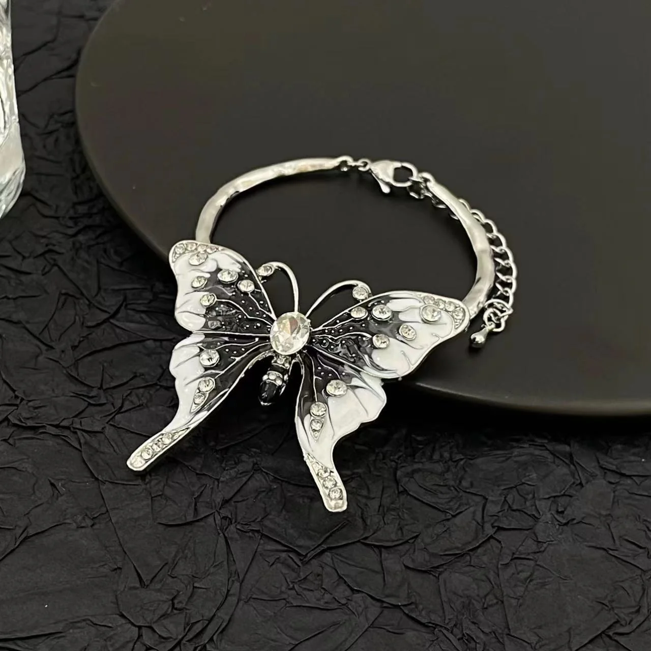 Butterfly applique rhinestone bracelet - Image 2