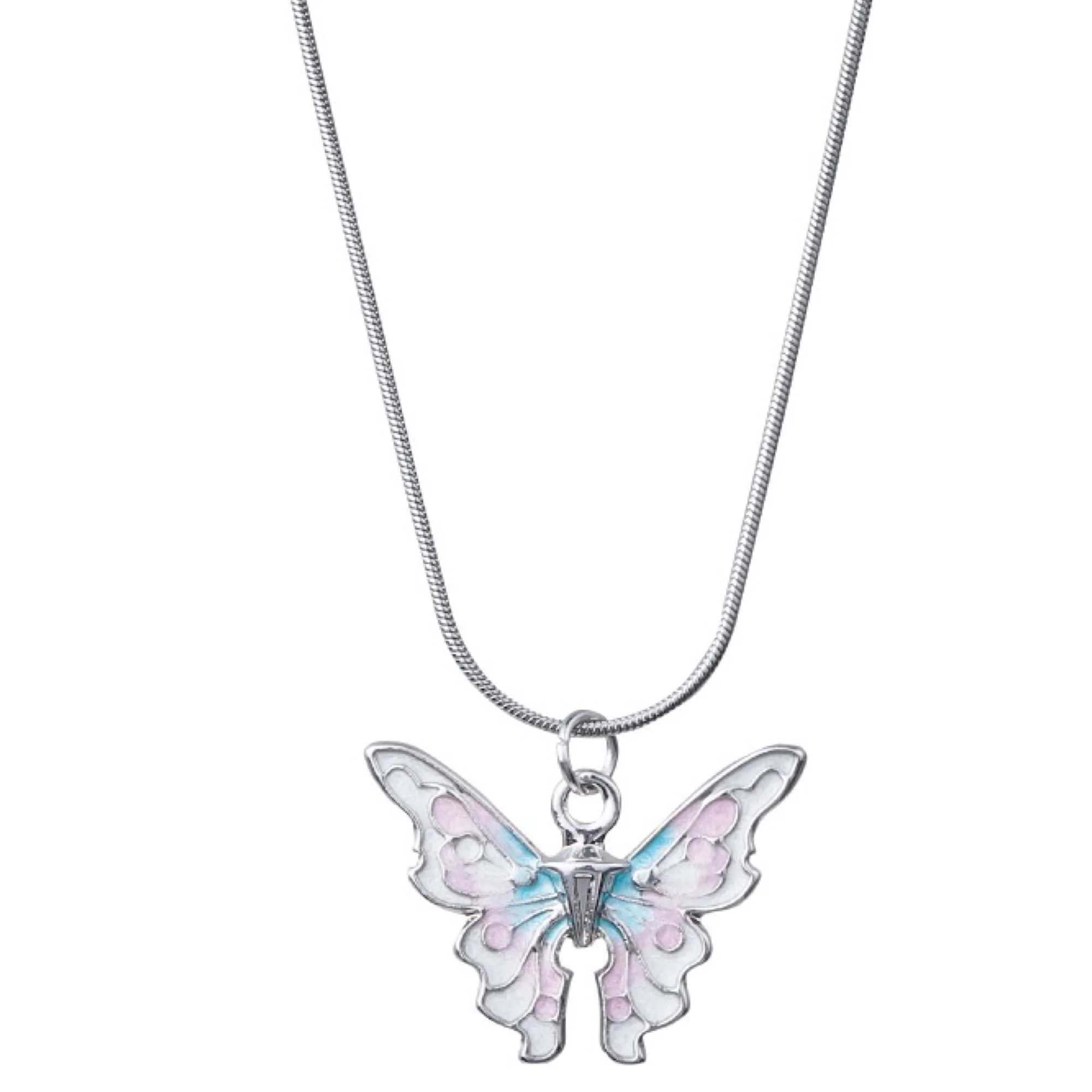 Butterfly pendant multicolor necklace