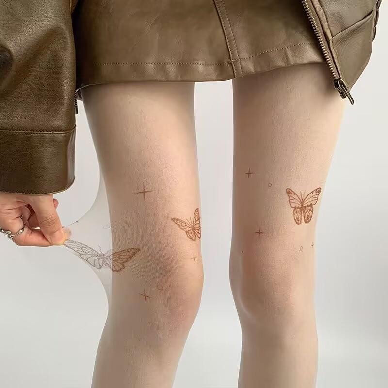 Butterfly print sheer mesh tights - Image 2