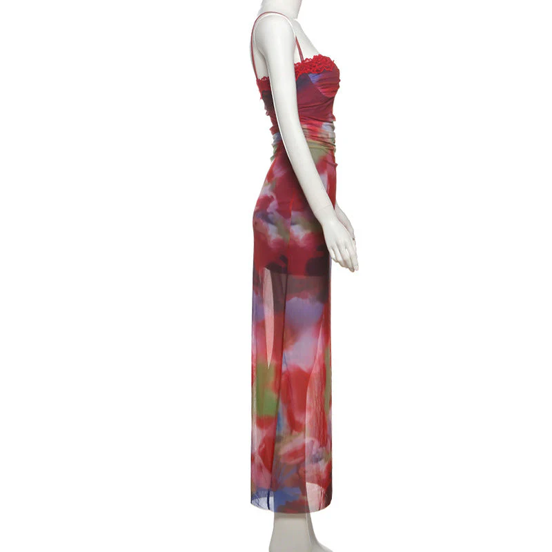 Contrast lace hem mesh cami maxi dress - Image 6