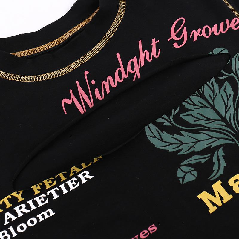 Contrast print short sleeve stitch hollow out crewneck crop top - Image 7