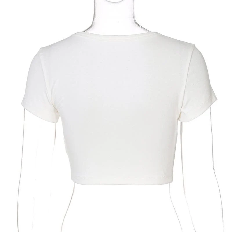 “COWBOYS” print short sleeve crewneck crop top grunge 90s Streetwear Disheveled Chic Fashion grunge 90s Streetwear Distressed Fashion - Image 5