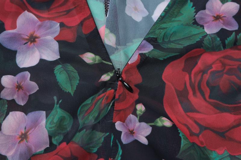 Cowl neck flower print zip-up contrast backless cami maxi dress - Image 6