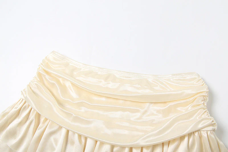 Cowl neck ruched halter ruffle mini skirt set - Image 8