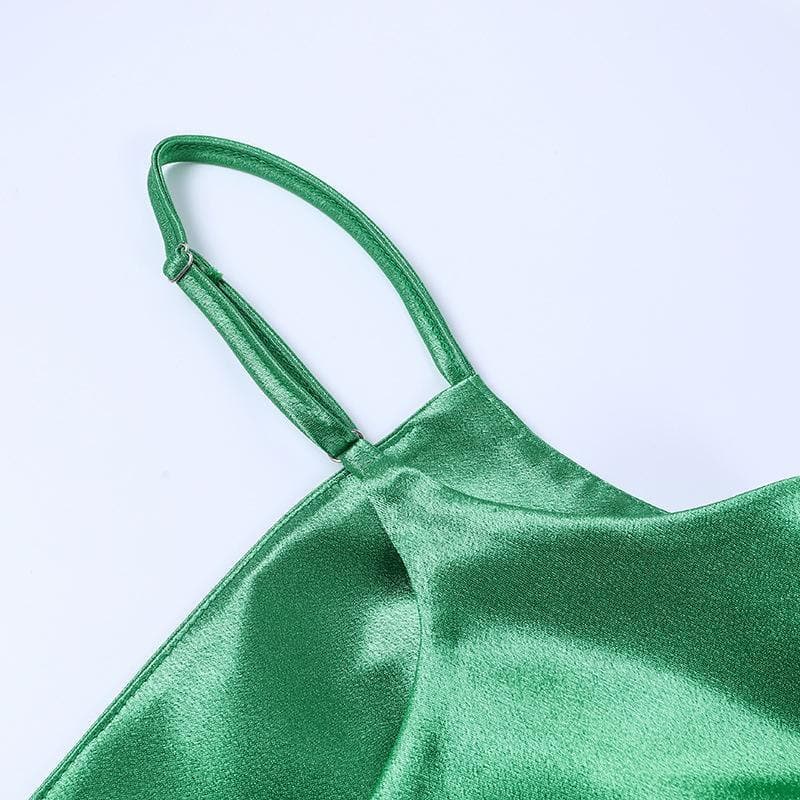 Cowl neck slit satin ruched midi dress - Image 3