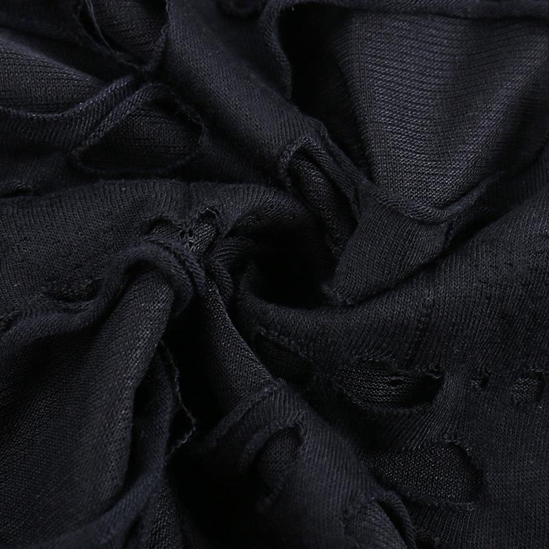Crewneck fishnet buckle hollow out lace up tank top - Image 12