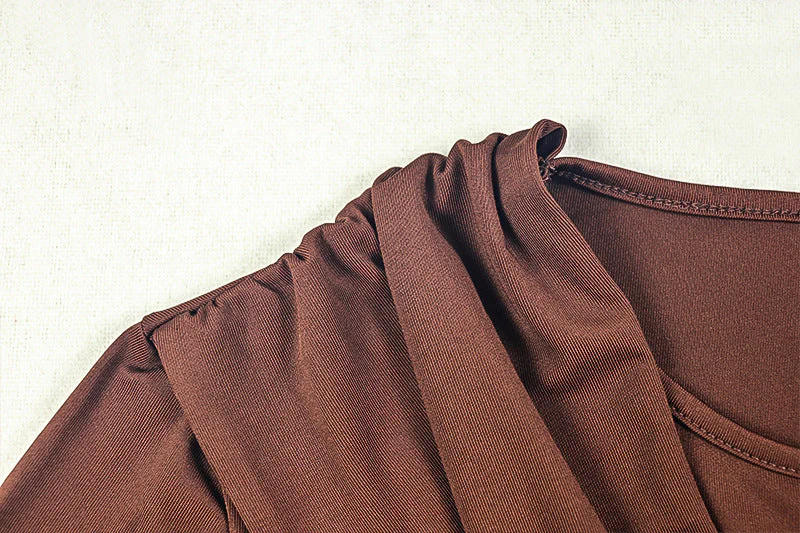 Crewneck long sleeve ruched hollow out maxi dress - Image 6