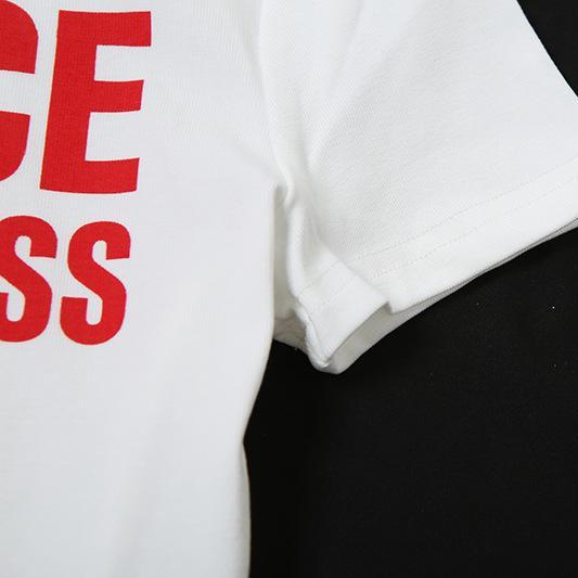 Crewneck short sleeve "EMBRACE" pattern crop top - Image 8