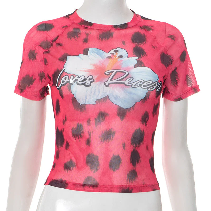 Crewneck short sleeve leopard print top - Image 4