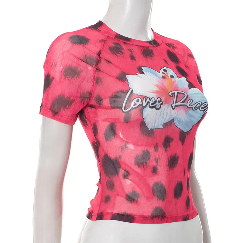Crewneck short sleeve leopard print top - Image 5