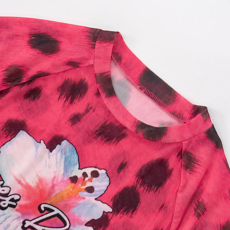 Crewneck short sleeve leopard print top - Image 7