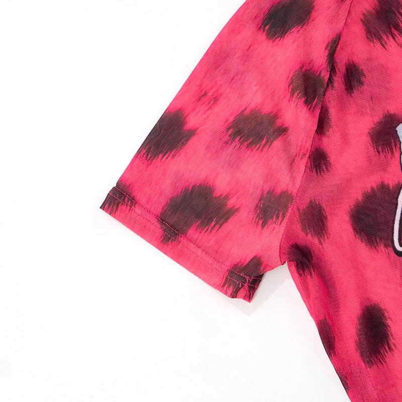 Crewneck short sleeve leopard print top - Image 9