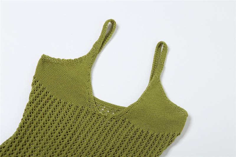 Crochet v neck sleeveless hollow out ruffle mini dress - Image 6