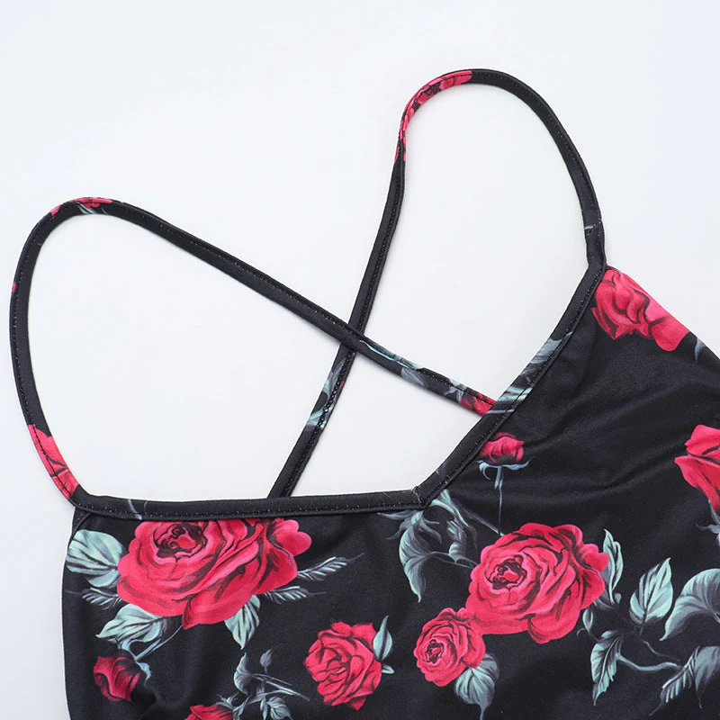 Cross back self tie flower print v neck cami maxi dress - Image 6