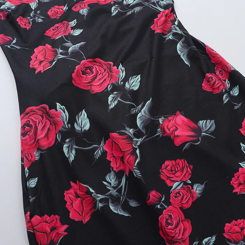 Cross back self tie flower print v neck cami maxi dress - Image 7