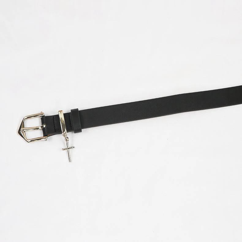 Cross buckle PU leather adjustable belt - Image 3
