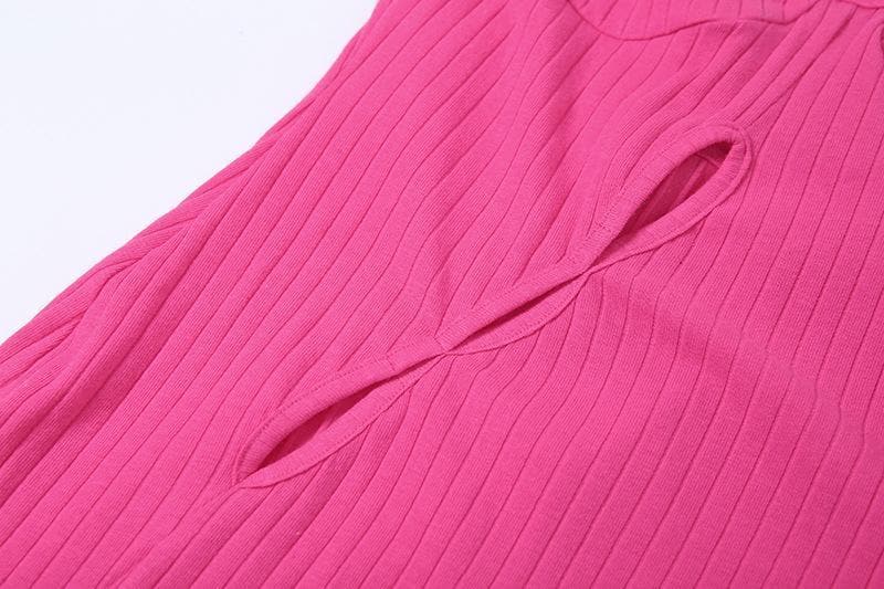 Cross open back hollow out slit ribbed maxi dress - Image 7