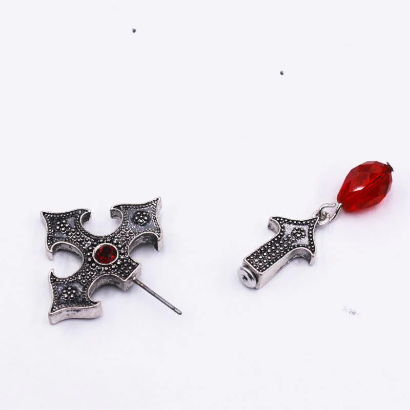 Cross stone pendant stud earrings - Image 3
