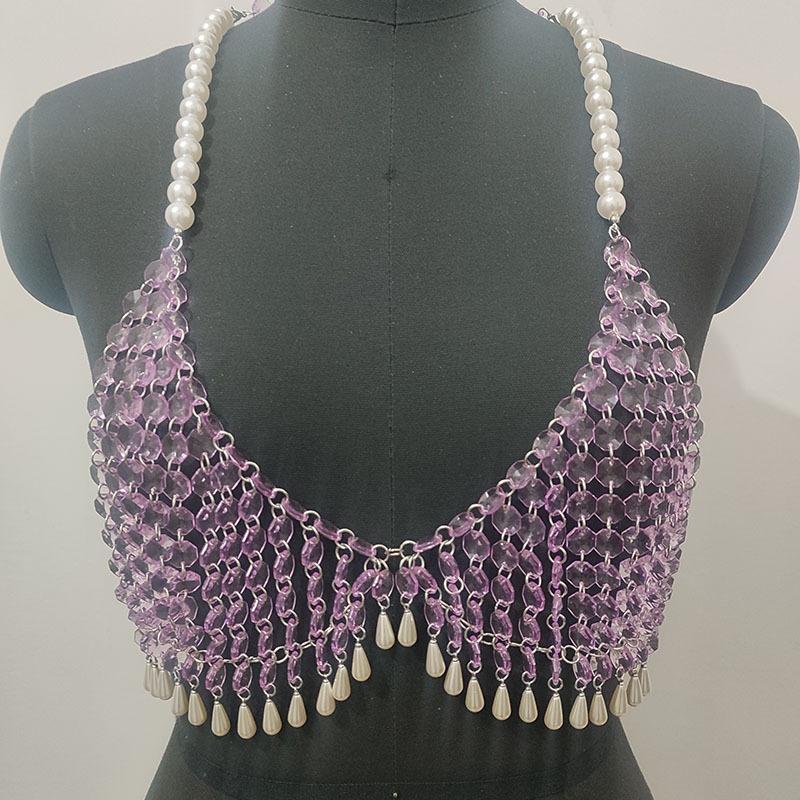 Crystal v neck tassels hollow out cami top - Image 2