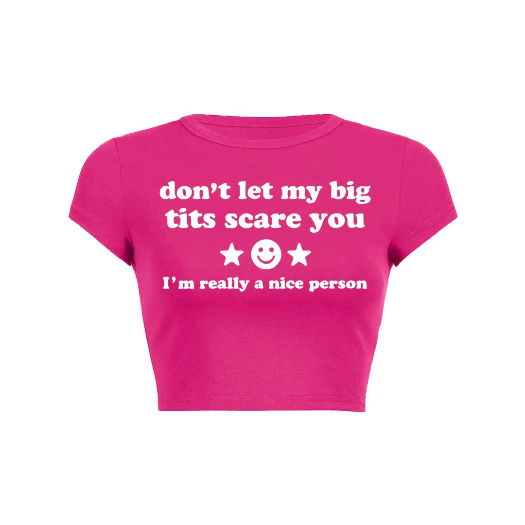 Dont Let My Big Txts Scare You Y2K Baby Tee Crop Top - Image 2