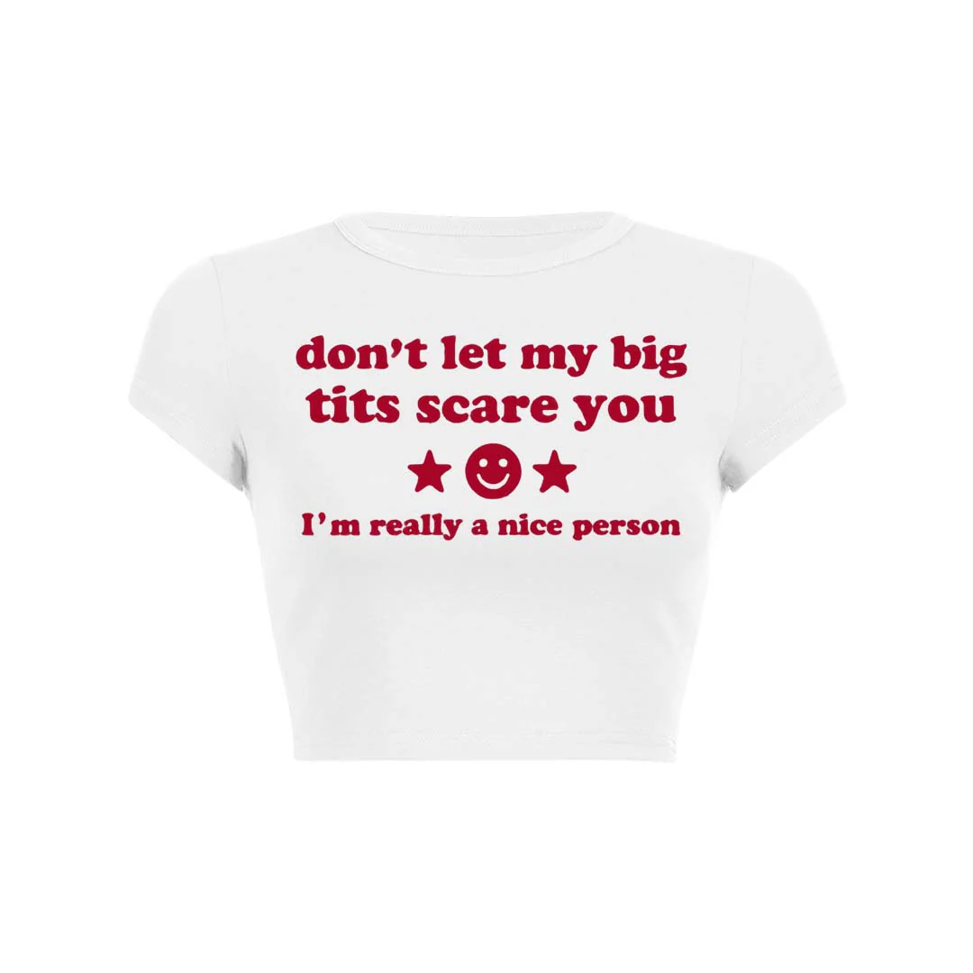 Dont Let My Big Txts Scare You Y2K Baby Tee Crop Top - Image 3