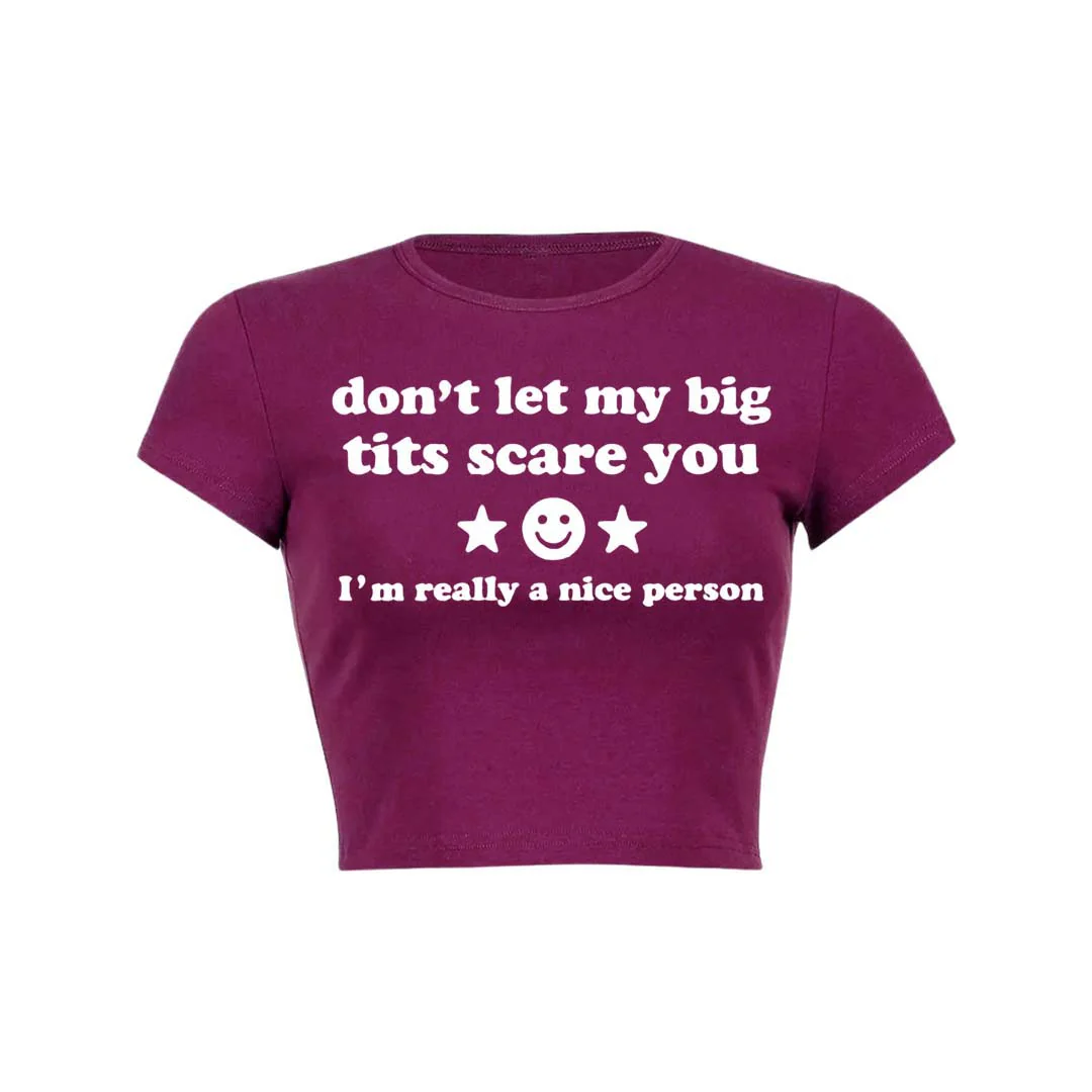 Dont Let My Big Txts Scare You Y2K Baby Tee Crop Top - Image 33