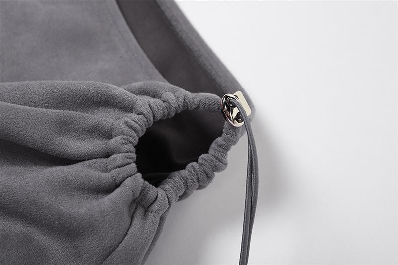 Drawstring irregular ruched solid mini skirt y2k 90s Revival Techno Fashion - Image 6